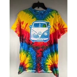 Peace Frogs Hippie At Heart Tie Dye T-Shirt Rainbow Peace Sign Graphic Medium
